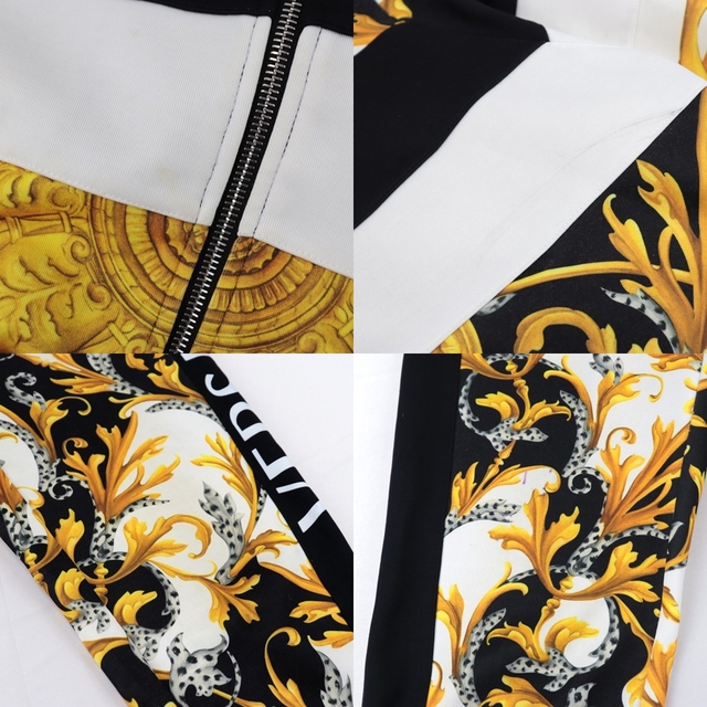 VERSACE(ヴェルサーチ)のヴェルサーチ バロックプリント スウェットセットアップ メンズ 黒白金 S/XS トラックジャケット パンツ VERSACE メンズのスーツ(セットアップ)の商品写真