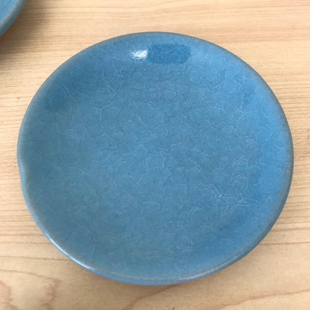 【K3659】未使用 創作陶器 たち吉 貫入 ヒビ入 青磁 銘々皿 5枚セット 3