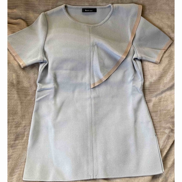 新品 Rene ルネ 半袖ニット ブルー系 フリル 34 S レディース トップス