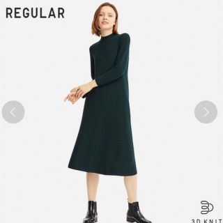 ユニクロ(UNIQLO)の2点セット新品未使用　ユニクロ3DメリノモックネックワンピースSサイズ(ひざ丈ワンピース)