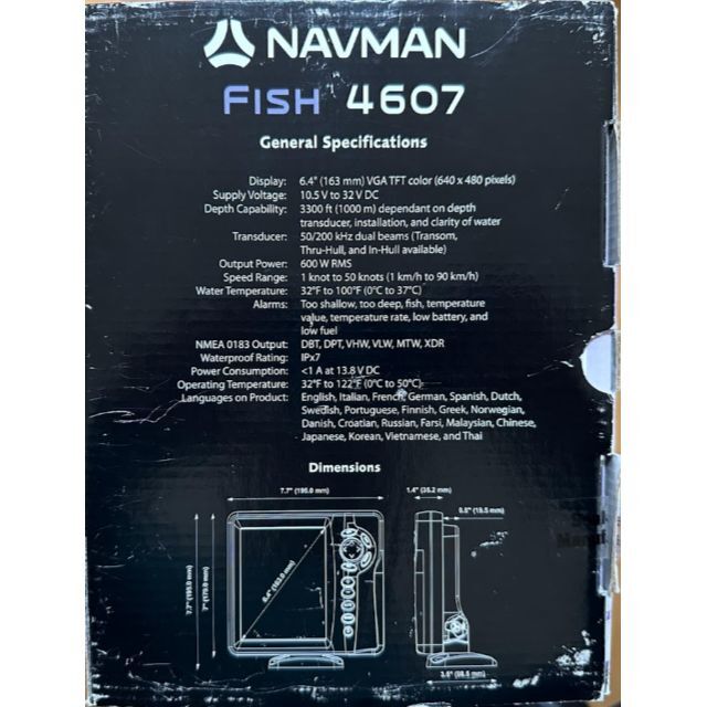 NAVMAN FISH4607 6.4インチ カラー魚群探知機