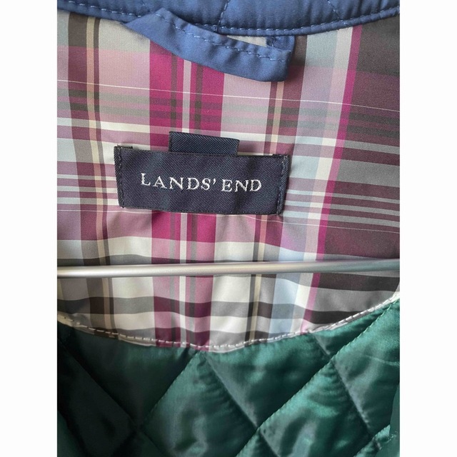 LANDS’END(ランズエンド)のランズエンド 薄手 綺麗なブルーカラー シンプル キルティングロングコート レディースのジャケット/アウター(ロングコート)の商品写真