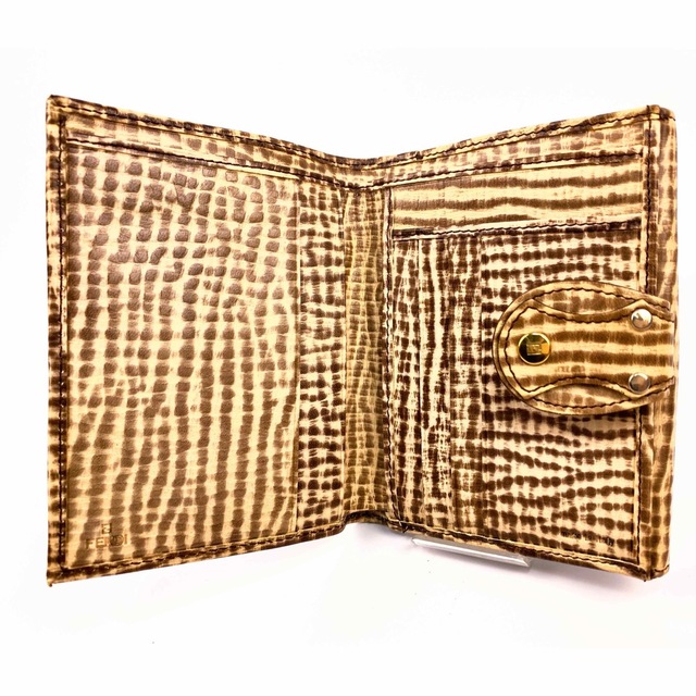 FENDI(フェンディ)の激レア　フェンディ　二つ折り財布　Wホッック　レザー財布　ズッカ　ズッキーノ　革 メンズのファッション小物(折り財布)の商品写真
