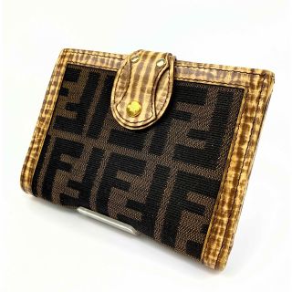 フェンディ(FENDI)の激レア　フェンディ　二つ折り財布　Wホッック　レザー財布　ズッカ　ズッキーノ　革(折り財布)