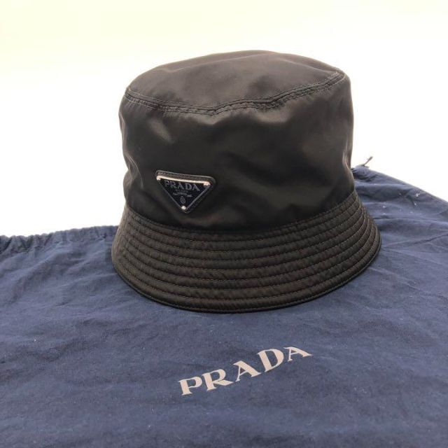 人気TOP PRADA 三角ロゴ 黒 ブラック ナイロンバケット プラダ