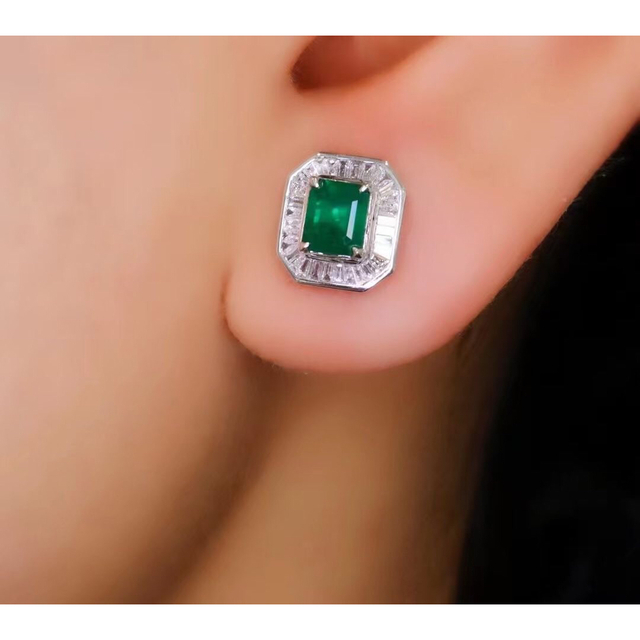 天然 エメラルド ダイヤ ピアス1ct k18 ¥