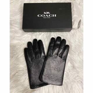 コーチ(COACH)の箱付き【美品✨】COACH コーチ　レザー　グローブ　手袋　シグネチャー(手袋)