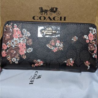 コーチ(COACH)のCOACH  長財布　黒系シグネチャー　花柄模様(財布)