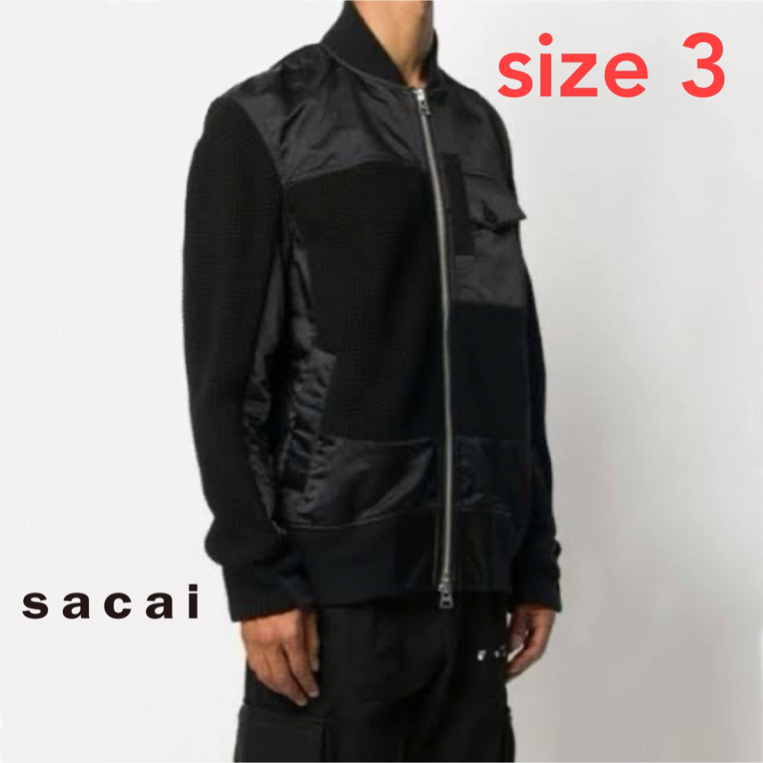 sacai MA-1 ナイロンツイル×ウールニットブルゾン