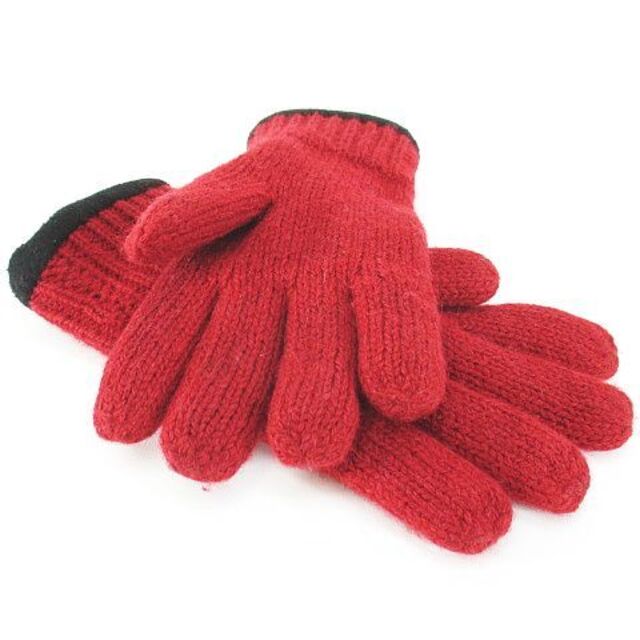 DKNY(ダナキャランニューヨーク)のダナキャランニューヨーク DKNY 手袋 5本指 グローブ レッド 赤 ニット レディースのファッション小物(手袋)の商品写真