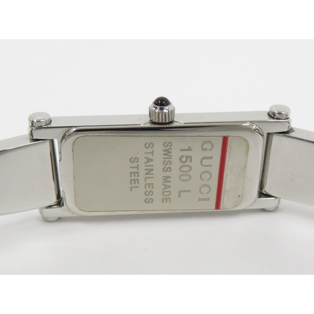 Gucci(グッチ)のGUCCI レディース腕時計 バングルウォッチ クオーツ SS ブラック文字盤 レディースのアクセサリー(ブレスレット/バングル)の商品写真