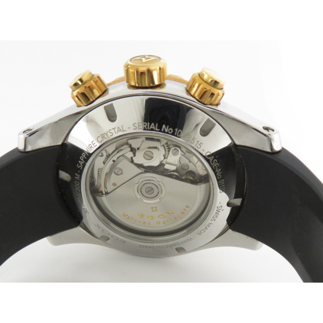 EDOX グランドオーシャン クロノグラフ メンズ 腕時計 ラバー ブラック