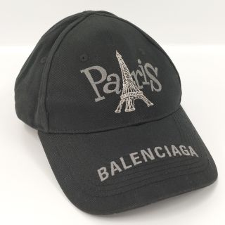 バレンシアガ(Balenciaga)のBALENCIAGA 帽子 キャップ Pairs キャンバス ブラック(キャップ)