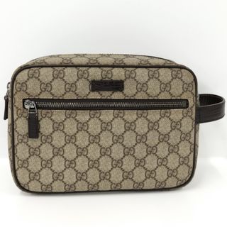 グッチ(Gucci)のGUCCI セカンドバッグ GGスプリーム レザー PVCコーティング ベージュ(セカンドバッグ/クラッチバッグ)