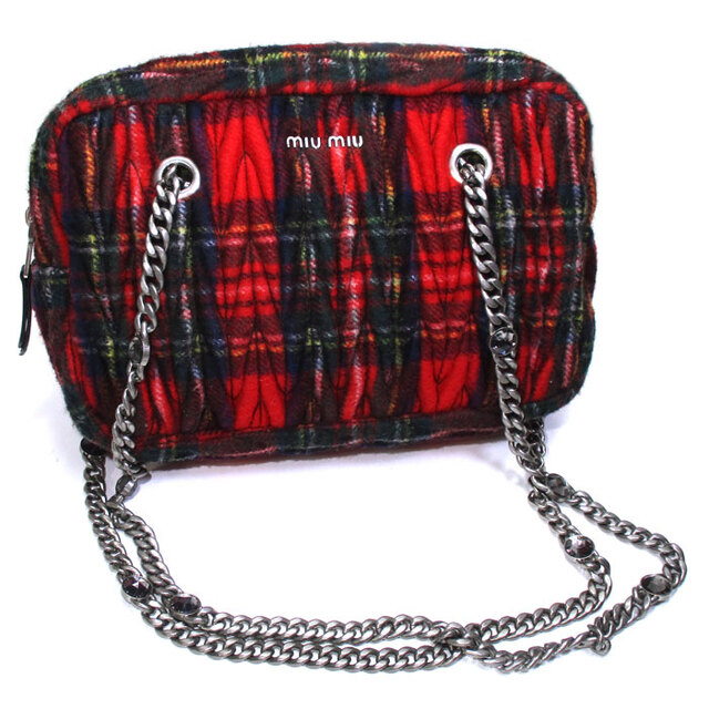 超可爱の miu miu チェーン ショルダーバッグ マテラッセ レッド