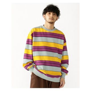 ビームス(BEAMS)の新品 BEAMS カラフル ボーダー スウェット クルーネック オーバーサイズ(スウェット)