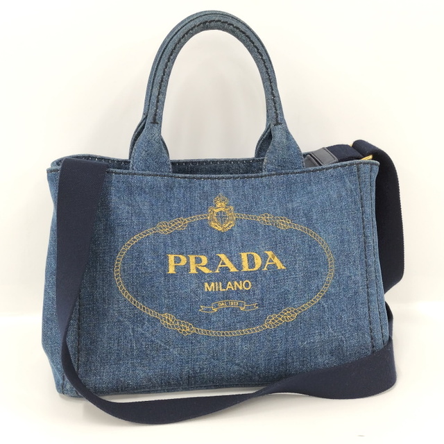 PRADA カナパ トート 2WAY ショルダーバッグ デニム ブルー