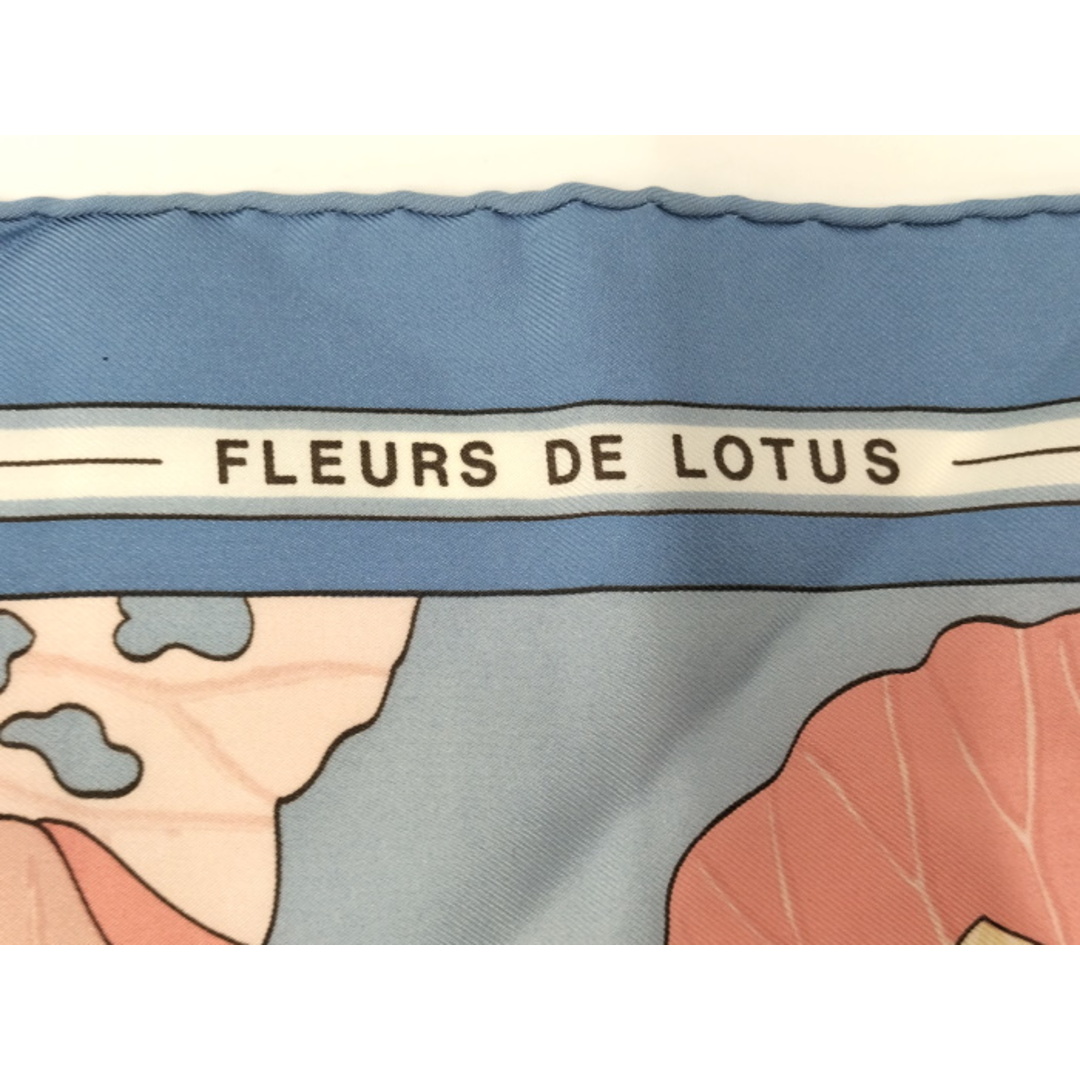 HERMES 大判スカーフ カレ90 FLEURS de LOTUS 蓮の花シルク100％サイズ