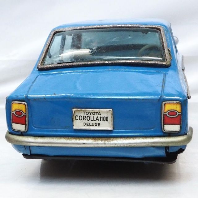 タカトク初代トヨタ カローラ1100水色リペイントtinブリキtoy car箱無 - 6