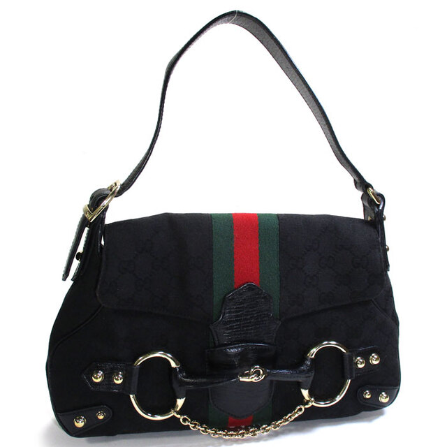 GUCCI - GUCCI ホースビット ショルダーバッグ GGキャンバス GUCCI - GUCCI ホースビット ショルダーバッグ GGキャンバス