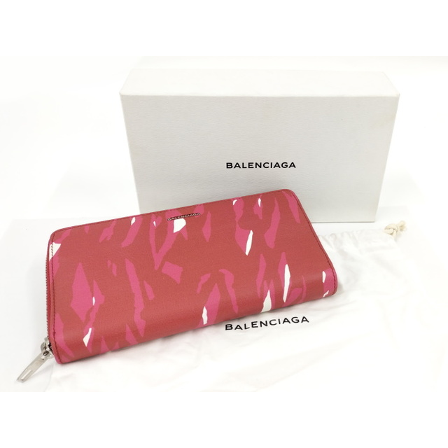 BALENCIAGA 長財布 ラウンドファスナー レザー レッド 392124