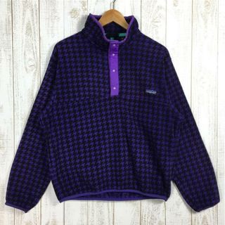 パタゴニア(patagonia)のMENs M  パタゴニア 1992 プリンテッド ライトウェイト シンチラ スナップT スペシャル Printed Light Weight Synchilla Snap-T SP ハウンドトゥース：エッグプラント×ブラック フリース ジャケット カタログ掲載外 入手困難 千鳥格子 PATAGONIA 10122 Houndstooth: Eggplant / Black パープル系(その他)