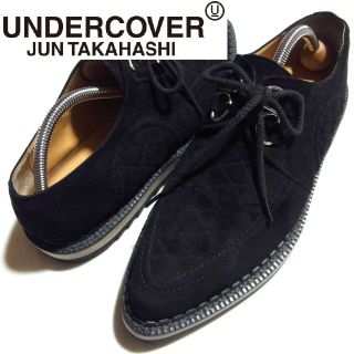 アンダーカバー(UNDERCOVER)のアンダーカバー シャークソール スウェード レザー シューズ L 黒 ブラック(スリッポン/モカシン)