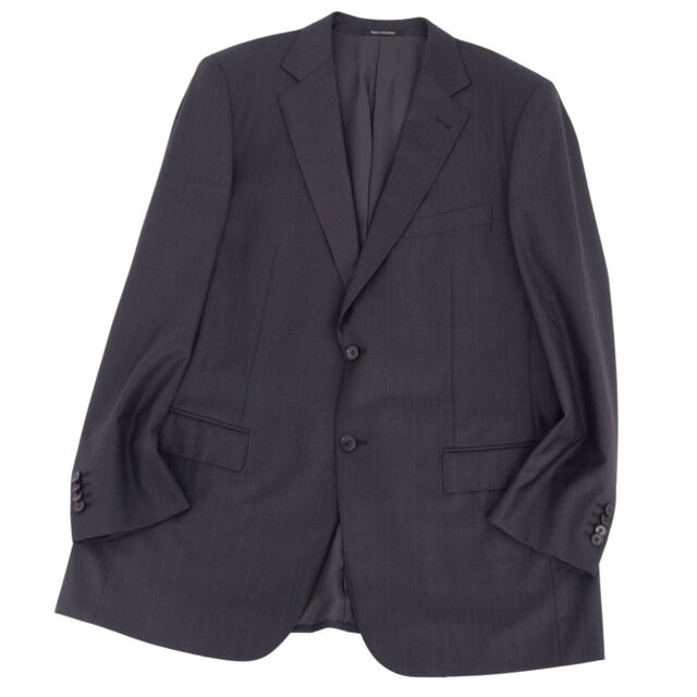 極美品 エルメネジルドゼニア Ermenegildo Zegna セットアップ シングル スーツ ストライプ ウール ジャケット パンツ メンズ  56(XL相当) ダークグレー