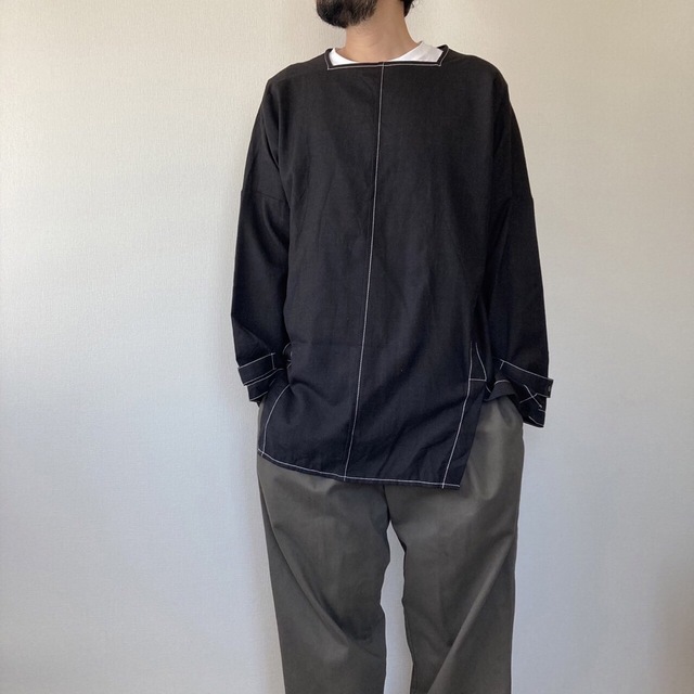 ISSEY MIYAKE イッセイミヤケ 132 5. イチサンニーゴー 19SS IL91FJ051 スクエア ネック 半袖 シャツ ブルー系 3【美品】