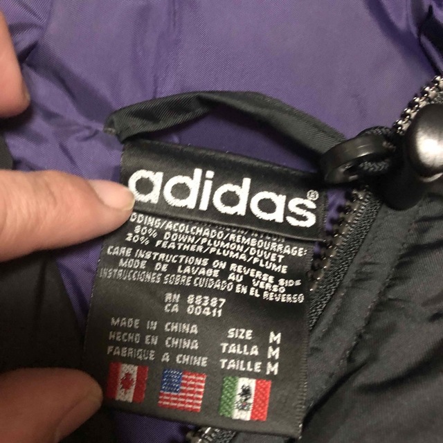 adidas(アディダス)の90s adidas 国旗タグ ダウンジャケット ブラック Ｌ メンズのジャケット/アウター(ダウンジャケット)の商品写真