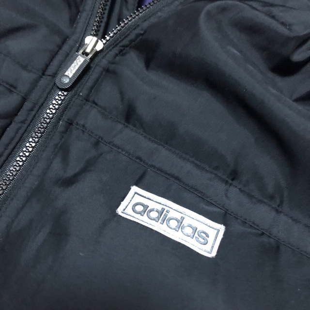 adidas(アディダス)の90s adidas 国旗タグ ダウンジャケット ブラック Ｌ メンズのジャケット/アウター(ダウンジャケット)の商品写真