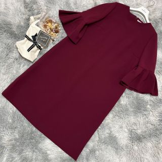 ニジュウサンク(23区)の♡美品 23区 ロングワンピース 大きいサイズ 44 ワインレッド 3L 2XL(ロングワンピース/マキシワンピース)