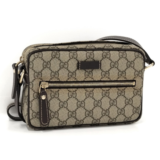 GUCCI ショルダーバッグ GGスプリーム PVC レザー ベージュ ブラウン