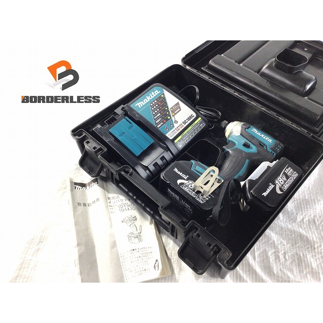 ☆比較的綺麗☆makita マキタ 18V 充電式インパクトドライバ TD147DRFX 3.0Ahバッテリー2個(BL1830) 充電器(DC18RC) ケース付 64276