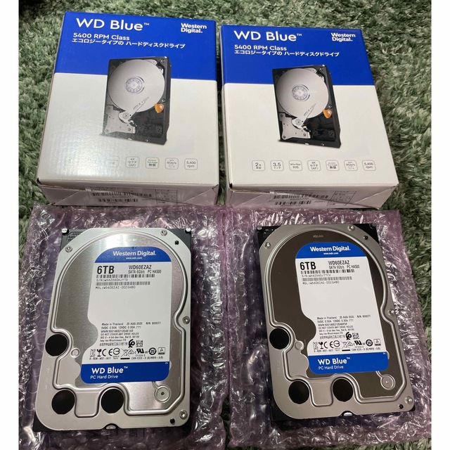 PC/タブレットWESTERN DIGITAL WD60EZAZ 6TB HDD 2台