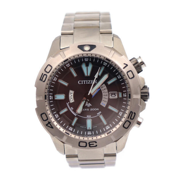 CITIZEN シチズン プロマスター 腕時計 AS7141-60E スーパーチタニウム シルバー 黒文字盤 エコ・ドライブ MARINEシリーズ ソーラー電波 【本物保証】