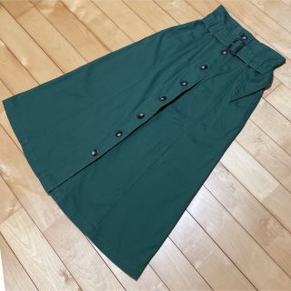 マウジー(moussy)の【MOUSSY】 マウジー フレア スカート　カーキ色(ロングスカート)