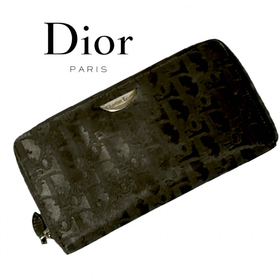 Dior◆オブリーク◆ラウンドファスナー長財布◆黒×シルバー金具 | フリマアプリ ラクマ