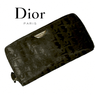 クリスチャンディオール(Christian Dior)のDior◆オブリーク◆ラウンドファスナー長財布◆黒×シルバー金具(財布)