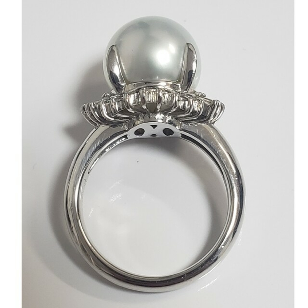Pt 白蝶パールリング　11.2㎜　南洋真珠　鑑別 レディースのアクセサリー(リング(指輪))の商品写真