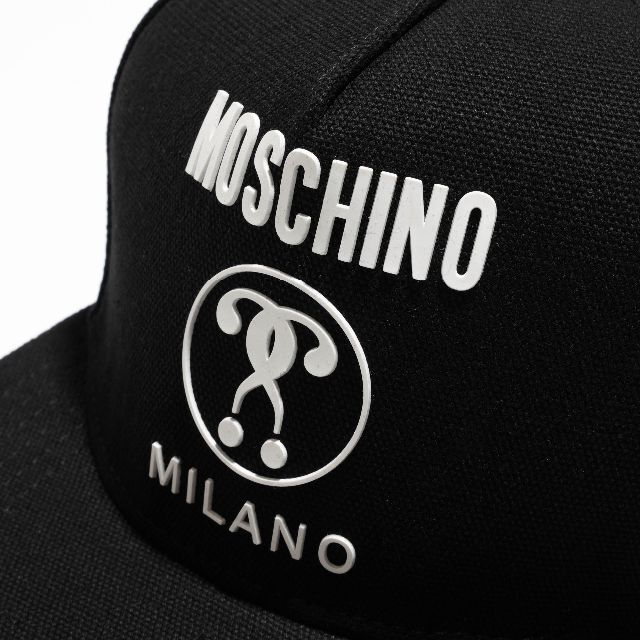 新品 Moschino ダブルはてなマーク カンバスハット ブラック