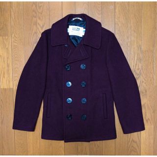 ショット(schott)の美品 Schott 753US Ｐコート 34 タイト スリム マルーン エンジ(ピーコート)