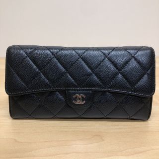 シャネル(CHANEL)のCHANEL シャネル 長財布　マトラッセ　キャビアスキン　ココマーク　ブラック(財布)