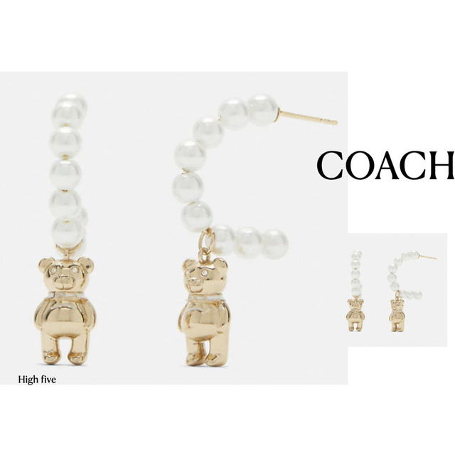 COACH(コーチ)の【新品】Coach ピアス Bear With Pearl Hoop  レディースのアクセサリー(ピアス)の商品写真