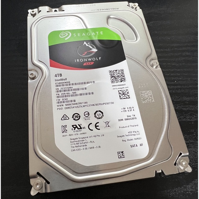 NAS向け HDD3.5インチ4TB seagate IronWolf x2ウエスタンデジタル