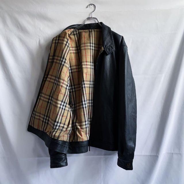 BURBERRY - 【Burberry】ビンテージ ジップ レザー ジャケットの BURBERRY - 【Burberry】ビンテージ ジップ レザー ジャケットの