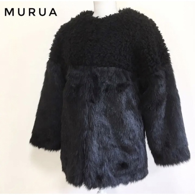 MURUA(ムルーア)のMURUA ムルーア　ボアフェイクファージャケット　ブラック レディースのジャケット/アウター(毛皮/ファーコート)の商品写真
