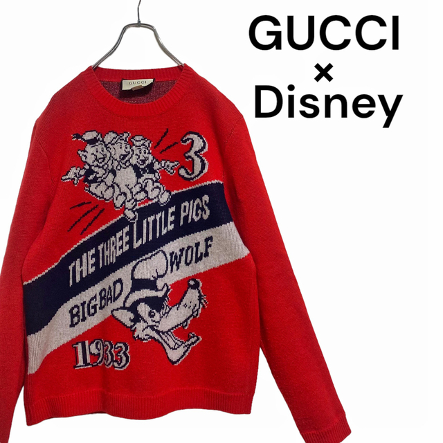 Gucci - 【レア】GUCCI ディズニー コラボ 三匹の子ぶた メンズ M 赤 レッド