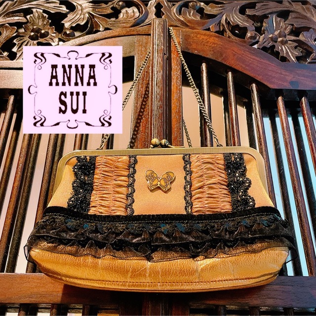 アナスイ ANNA SUI ピンクゴールド がま口 バッグ 和装 着物 バッグ