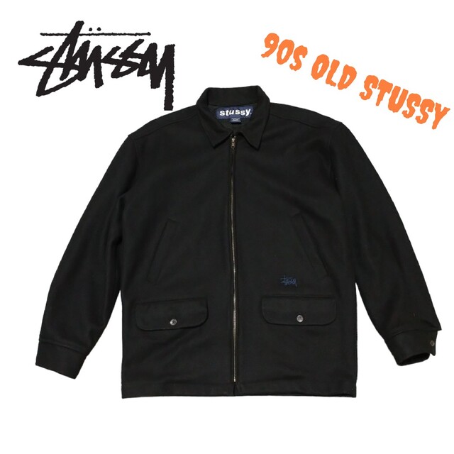STUSSY - 90s OLD Stussy ステューシー ロゴ 刺繍 ウールジャケットの